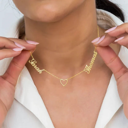 Collier 2 Prénoms Personnalisés avec Cœur