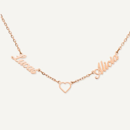 Collier 2 Prénoms Personnalisés avec Cœur