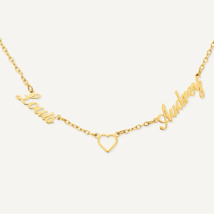 Collier 2 Prénoms Personnalisés avec Cœur