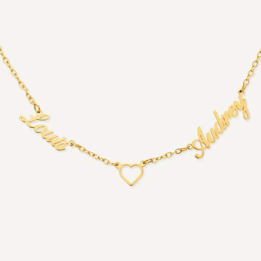 Collier 2 Prénoms Personnalisés avec Cœur