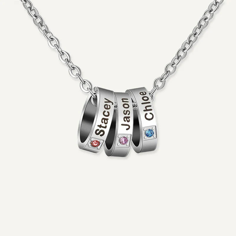 Collier Anneau Prénom avec Pierre de Naissance