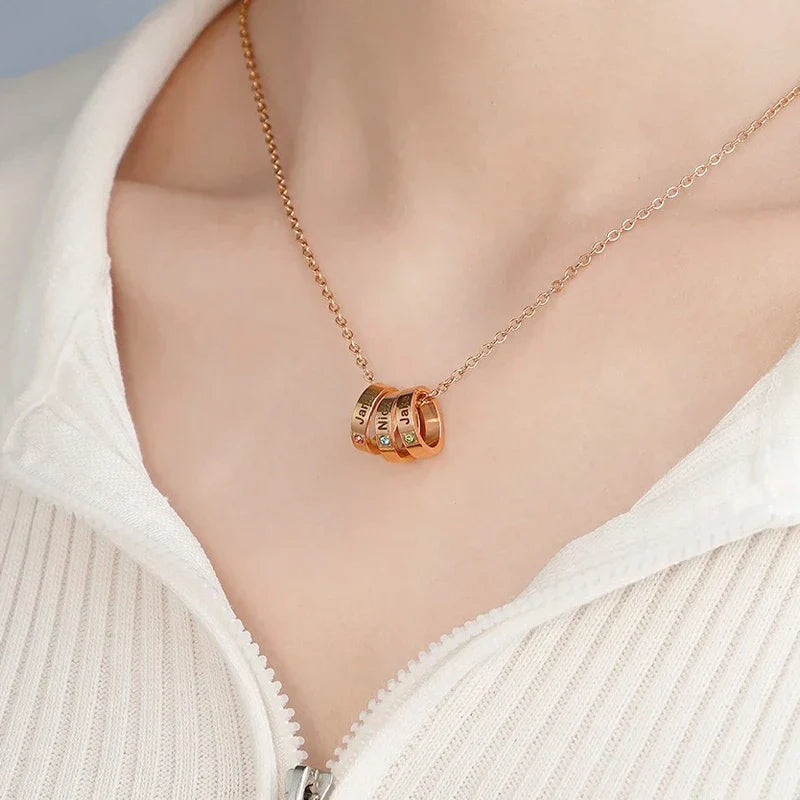 Collier Anneau Prénom avec Pierre de Naissance