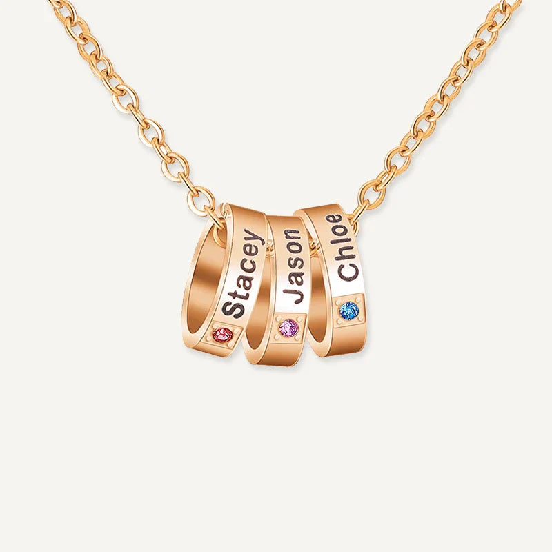Collier Anneau Prénom avec Pierre de Naissance