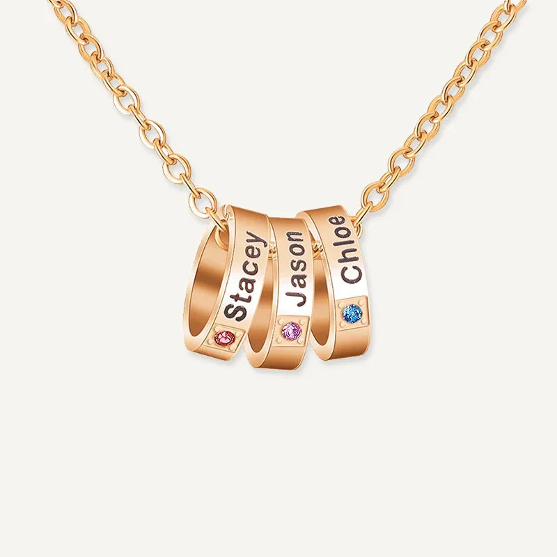 Collier Anneau Prénom avec Pierre de Naissance