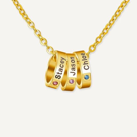 Collier Anneau Prénom avec Pierre de Naissance