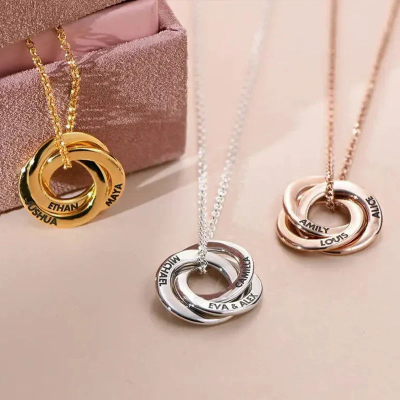 Collier Anneaux Russes Prénoms Personnalisés