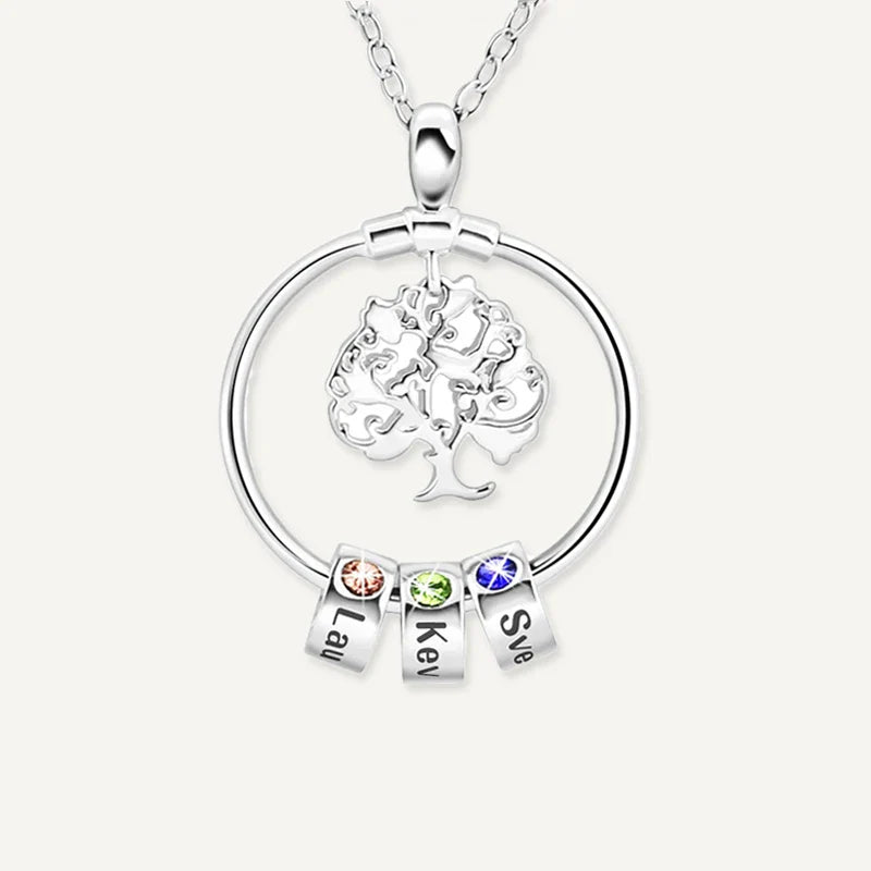 Collier Arbre de Vie Prénom avec Pierre de Naissance