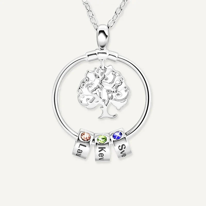 Collier Arbre de Vie Prénom avec Pierre de Naissance