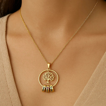 Collier Arbre de Vie Prénom avec Pierre de Naissance