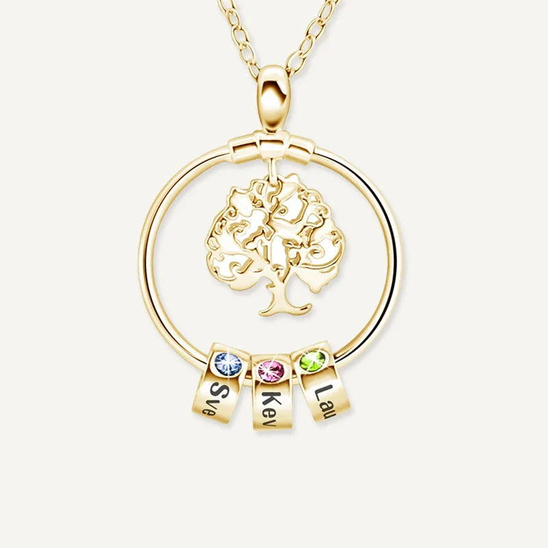 Collier Arbre de Vie Prénom avec Pierre de Naissance