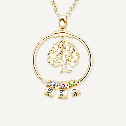 Collier Arbre de Vie Prénom avec Pierre de Naissance