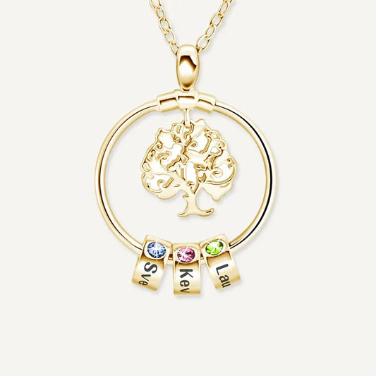 Collier Arbre de Vie Prénom avec Pierre de Naissance