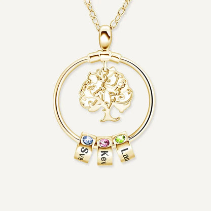 Collier Arbre de Vie Prénom avec Pierre de Naissance