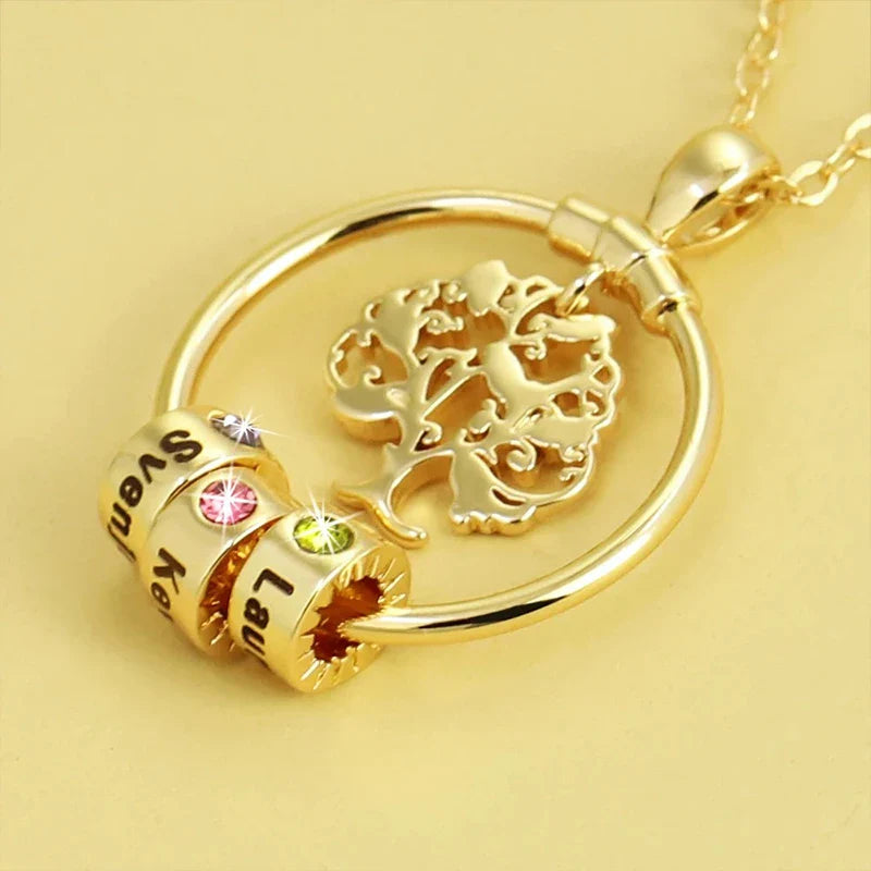 Collier Arbre de Vie Prénom avec Pierre de Naissance