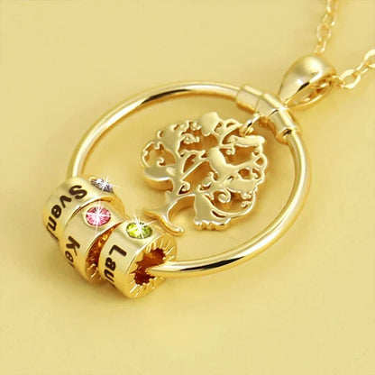 Collier Arbre de Vie Prénom avec Pierre de Naissance