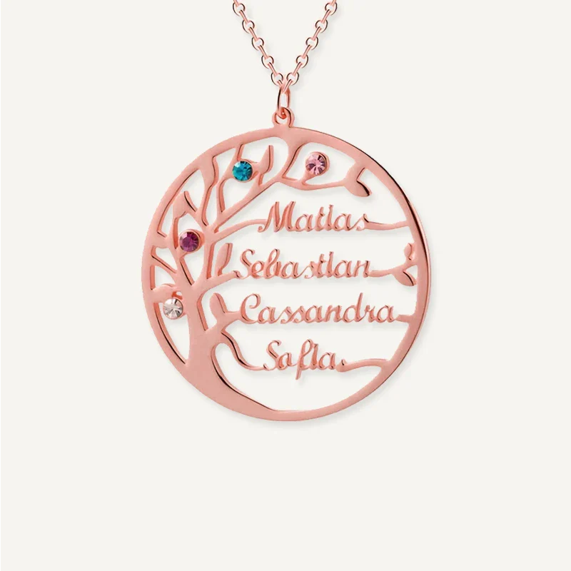 Collier Arbre de Vie avec Pierres de Naissance