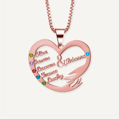 Collier Cœur Câlin Prénoms avec Pierres de Naissance