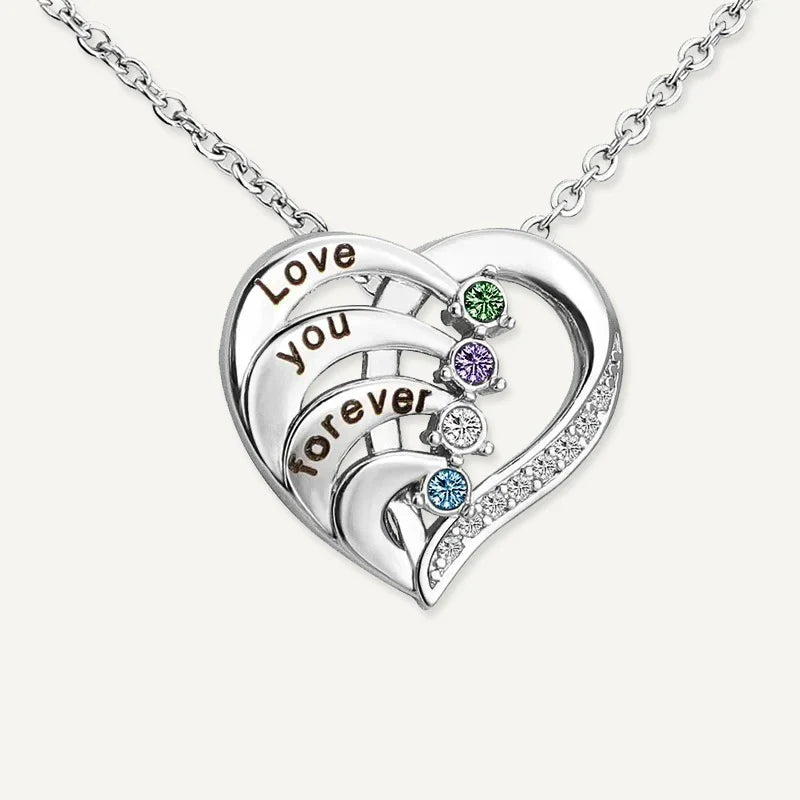 Collier Cœur Prénoms avec Pierres de Naissance