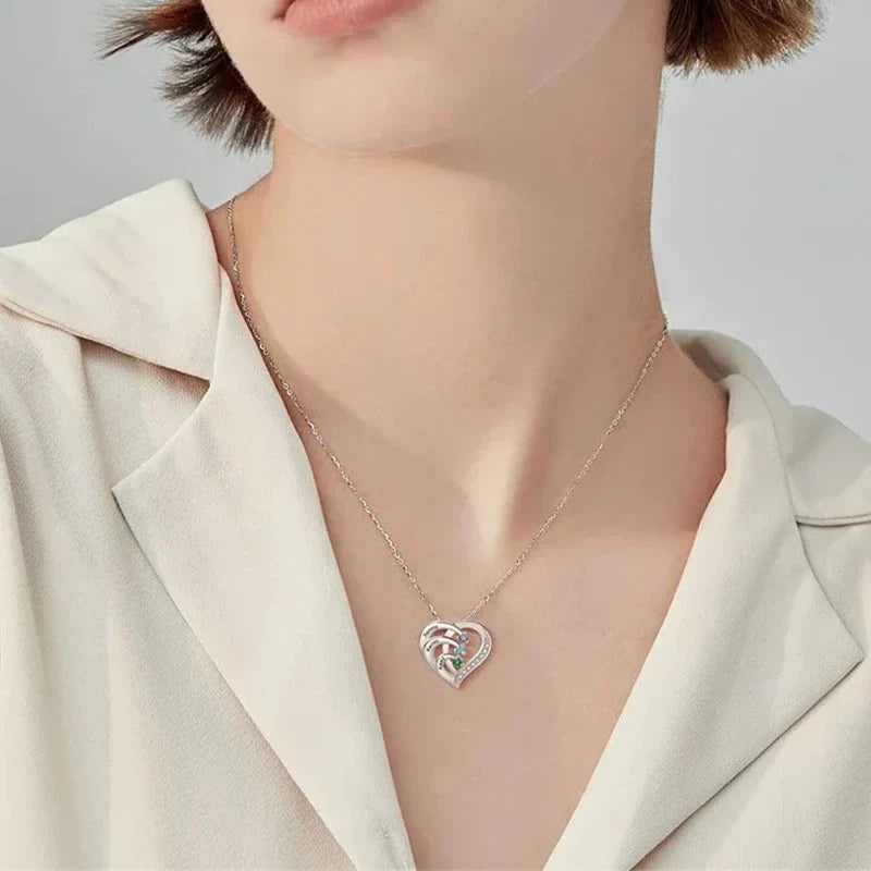 Collier Cœur Prénoms avec Pierres de Naissance