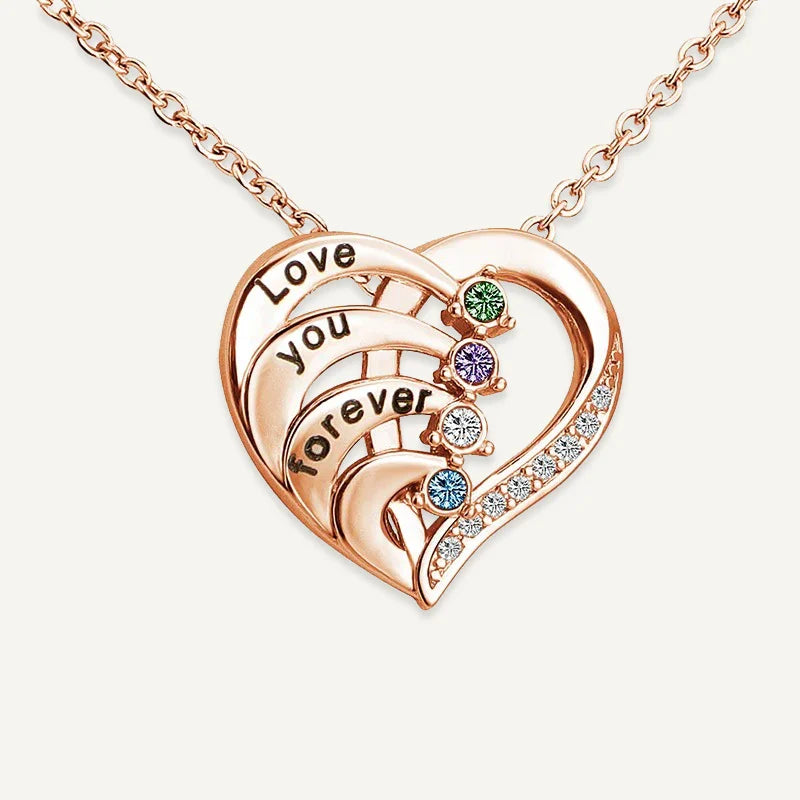 Collier Cœur Prénoms avec Pierres de Naissance
