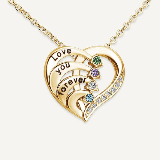 Collier Cœur Prénoms avec Pierres de Naissance