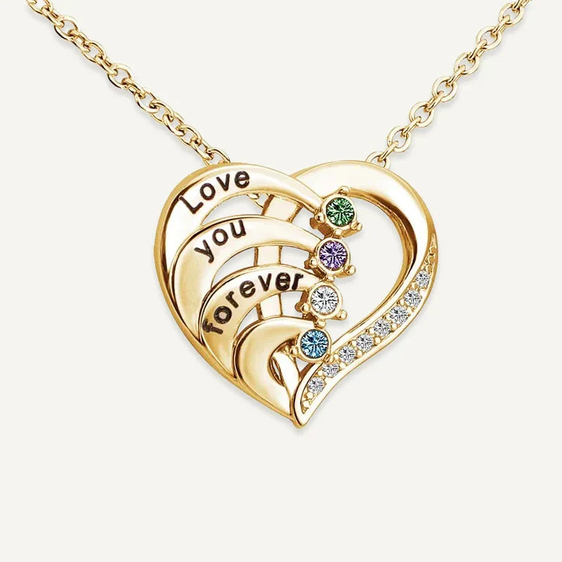 Collier Cœur Prénoms avec Pierres de Naissance