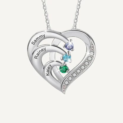 Collier Cœur Prénoms avec Pierres de Naissance