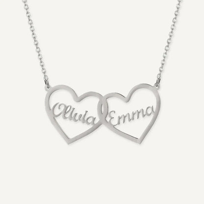 Collier Cœurs Entrelacés 2 Prénoms