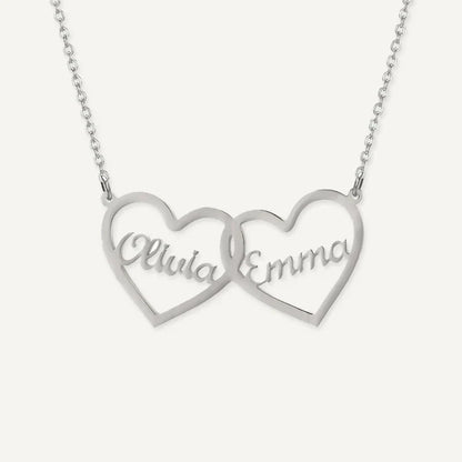 Collier Cœurs Entrelacés 2 Prénoms