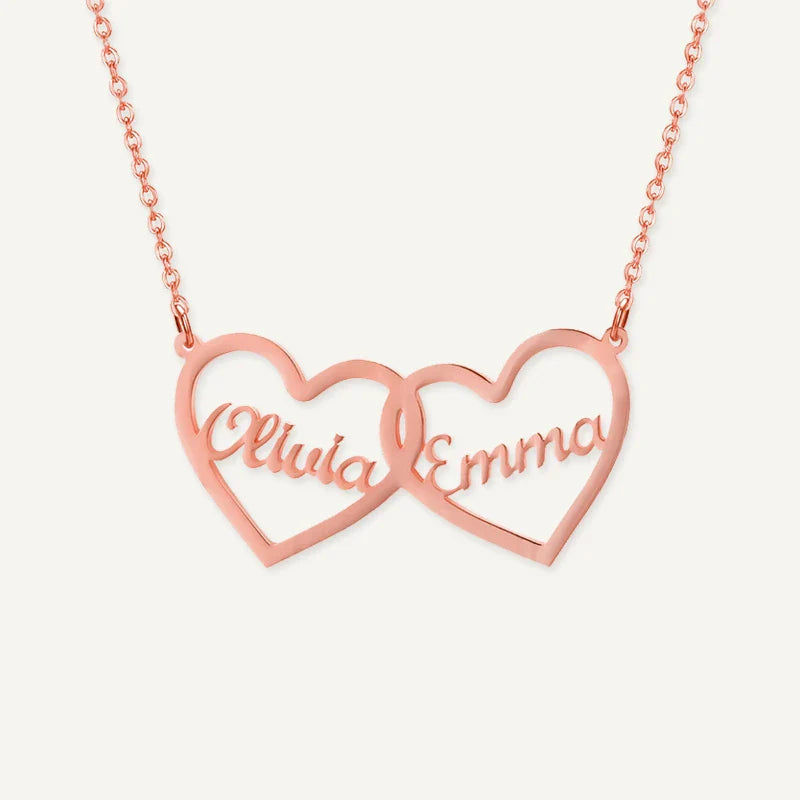 Collier Cœurs Entrelacés 2 Prénoms