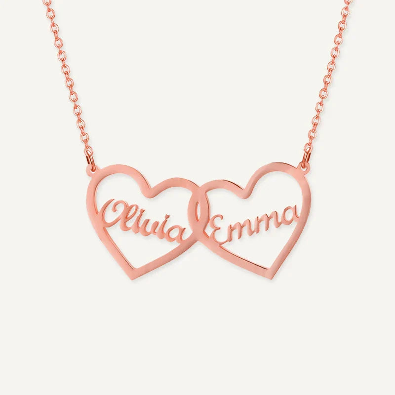 Collier Cœurs Entrelacés 2 Prénoms
