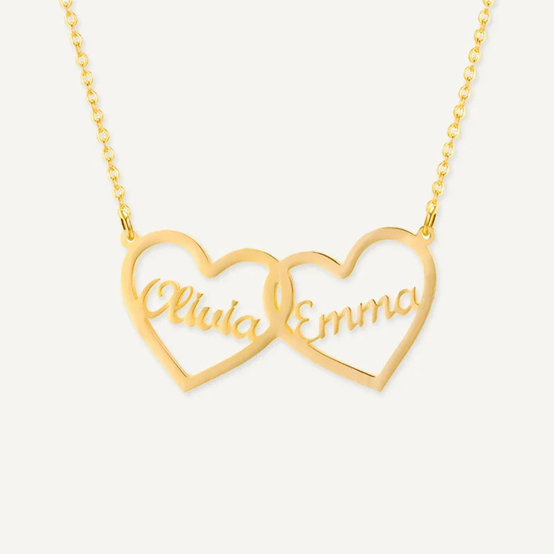 Collier Cœurs Entrelacés 2 Prénoms