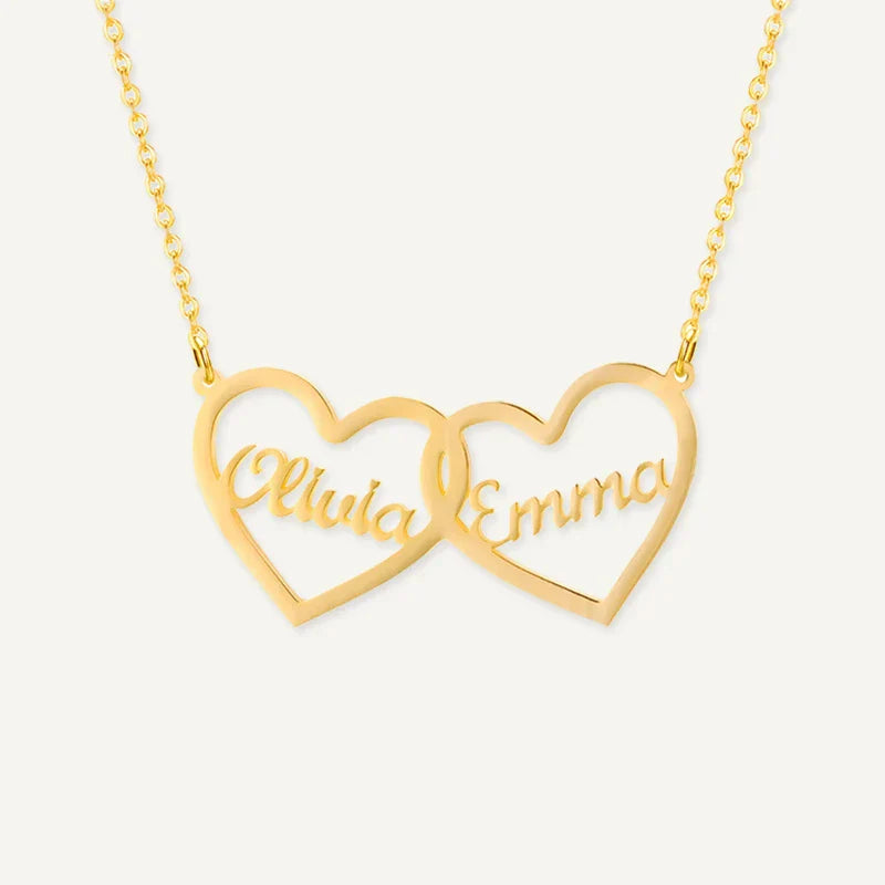 Collier Cœurs Entrelacés 2 Prénoms