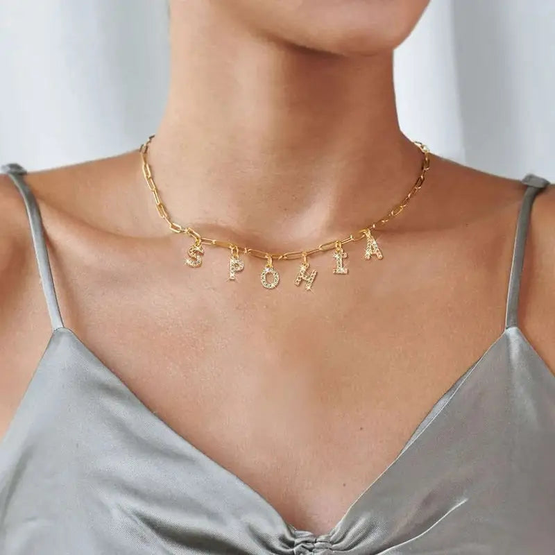Collier Personnalisé Prénom Lettres Or