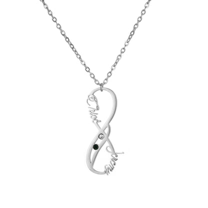 Collier Vertical Infini Deux Prénoms et Pierres