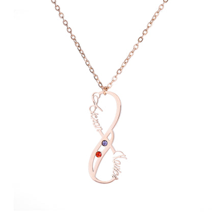 Collier Vertical Infini Deux Prénoms et Pierres