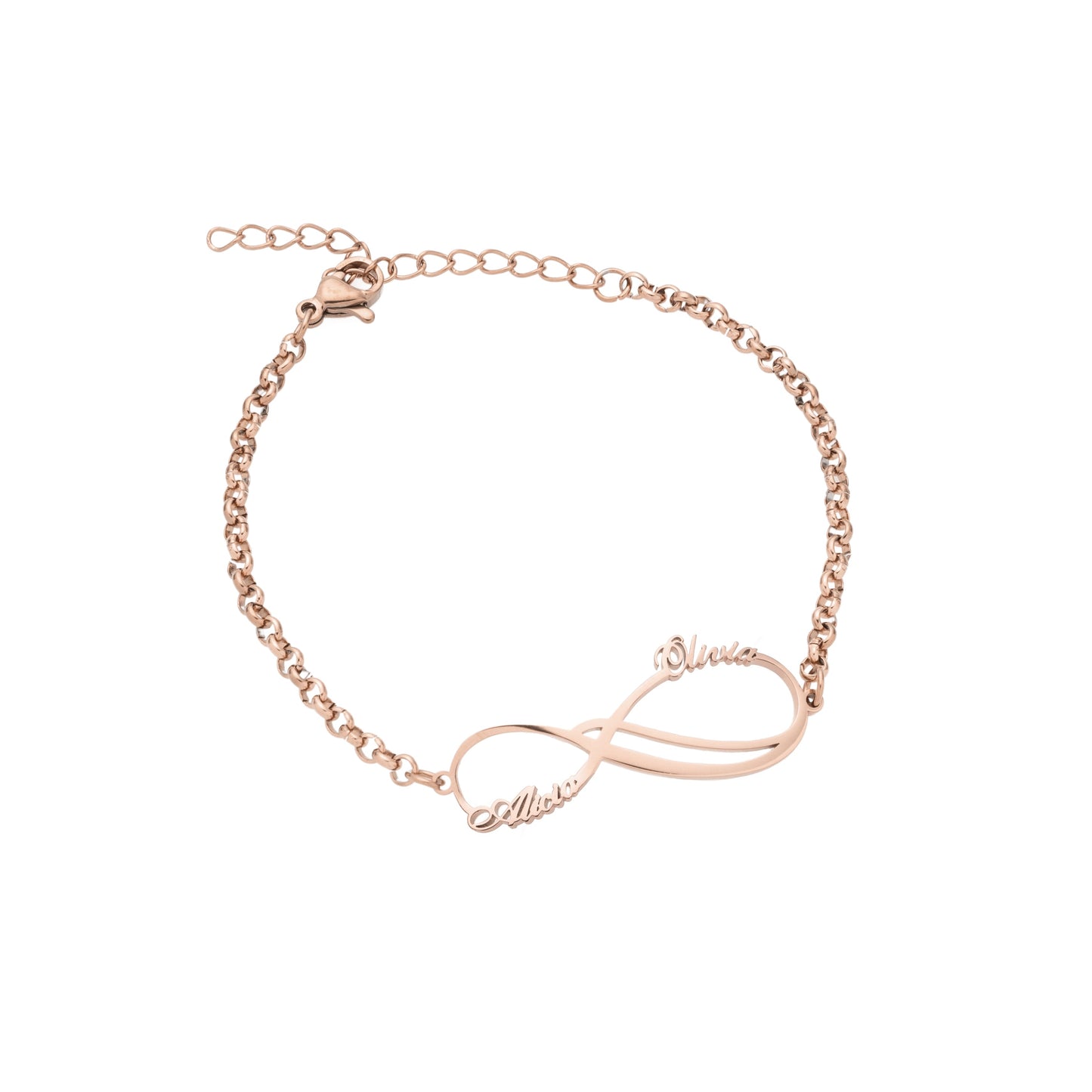 Bracelet Double Infini 2 Prénoms Personnalisé