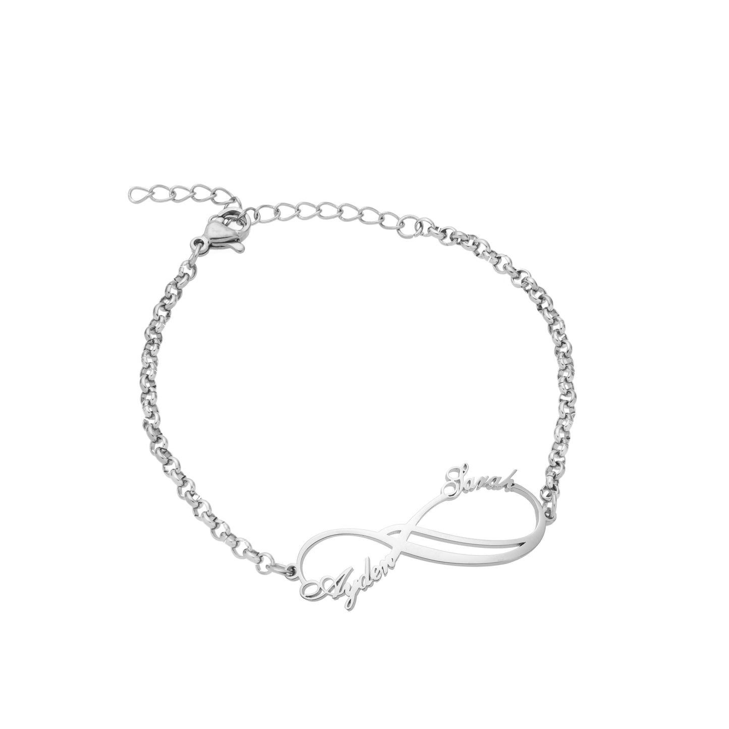 Bracelet Double Infini 2 Prénoms Personnalisé