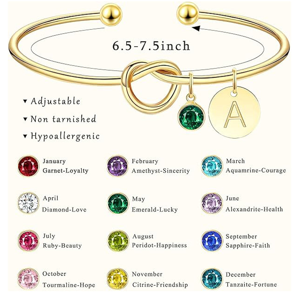Bracelet Jonc Initiale & Pierre de Naissance
