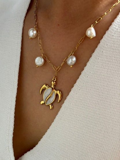 Collier Pendentif Tortue & Perle