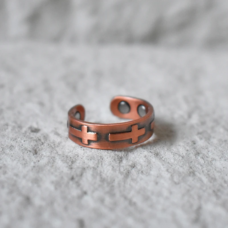 Bague Cuivre Magnétique Croix