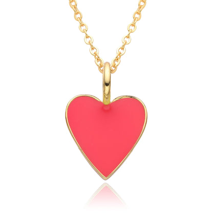 Collier Pendentif Cœur Émaillé Doré