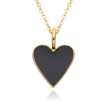 Collier Pendentif Cœur Émaillé Doré