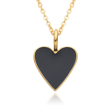 Collier Pendentif Cœur Émaillé Doré