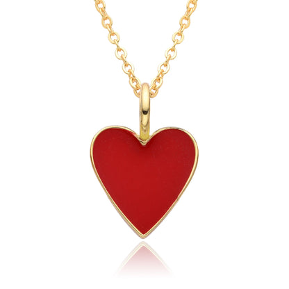 Collier Pendentif Cœur Émaillé Doré