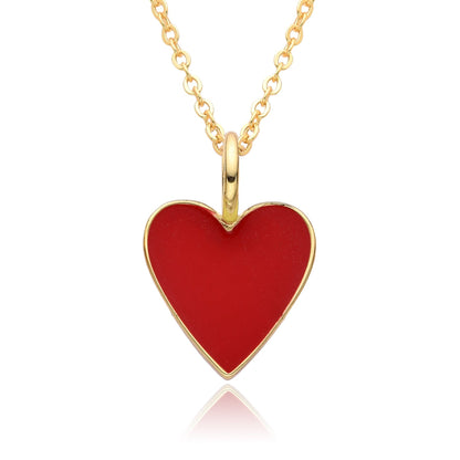 Collier Pendentif Cœur Émaillé Doré