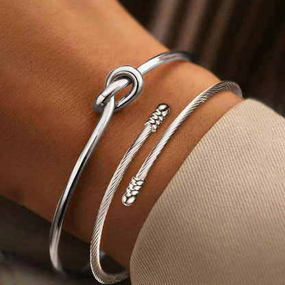 Duo Bracelets Nœud & Câble Doré