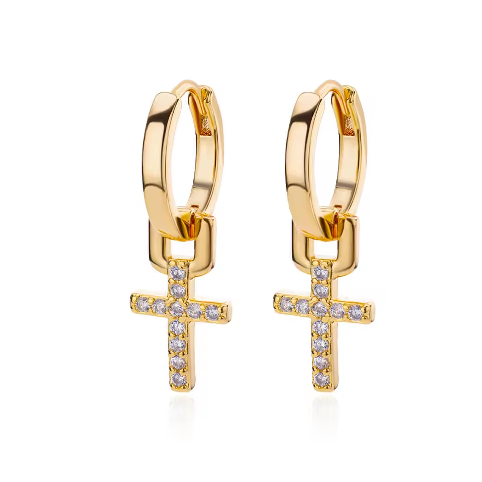Boucles d'Oreilles Pendantes Croix