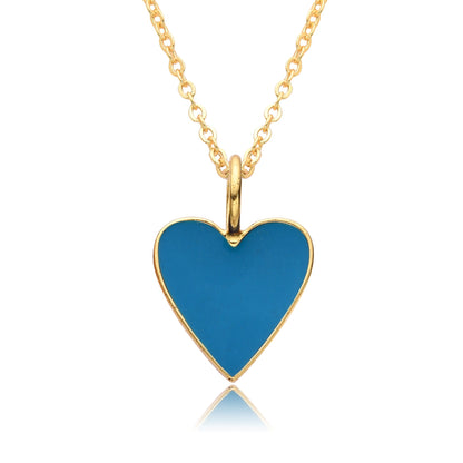 Collier Pendentif Cœur Émaillé Doré
