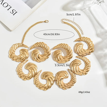 Ensemble Collier & Boucles d'Oreilles Spirale Dorée